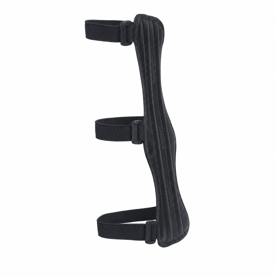 Side profile of the arm guard showing its curved shape and low thickness